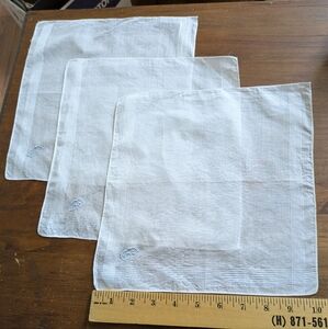 White Handkerchief Set of 3, Vintage, Cotton, Embroidered with C
